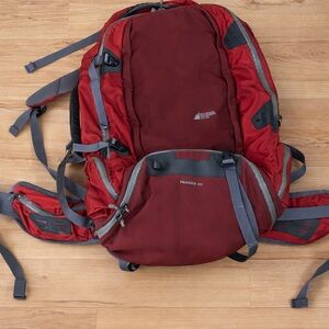 MEC Burgundy and Gray Hiking Backpack